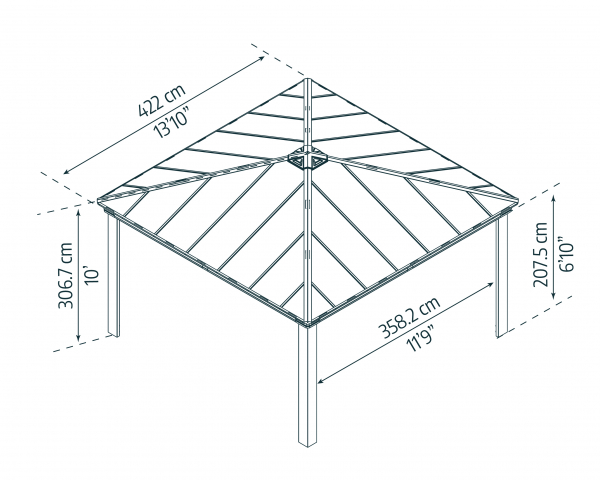 Palram-Canopia Aluminium Pavillon Dallas 4.3x4.3 14x14 (422x422cm) 6mm HKP